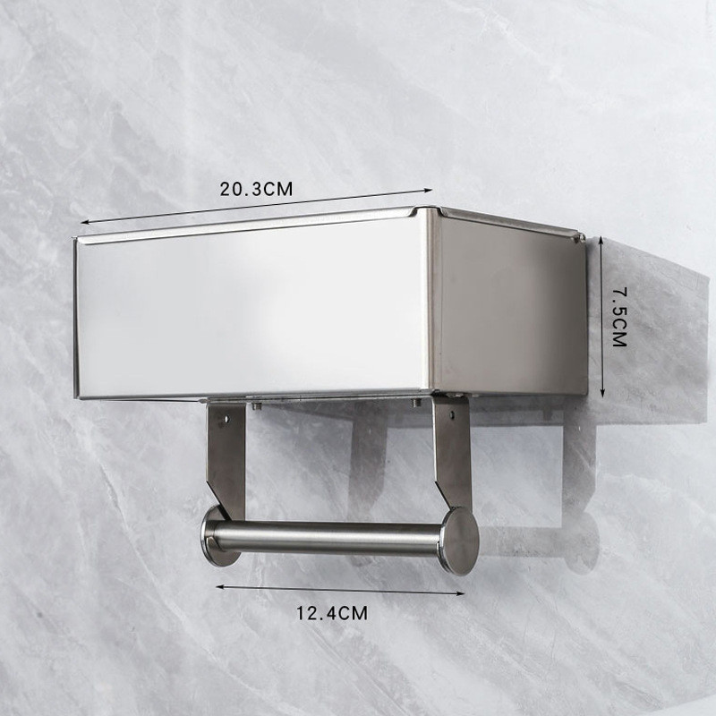 不锈钢卷纸架湿纸巾盒抽屉式收纳强承重架盒厕纸抽拉酒店工程