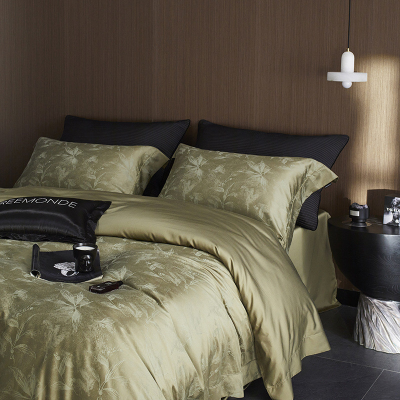 法式复古玫瑰提花天丝棉四件套120s贡缎裸睡床上长绒棉被套床单