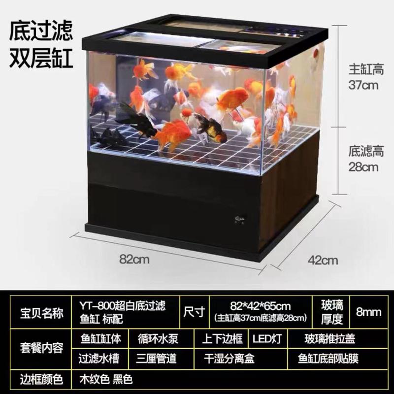 40背滤海缸精晶海洋馆晶超鲨鱼缸观赏鱼景观金一体缸办公养殖龙鱼