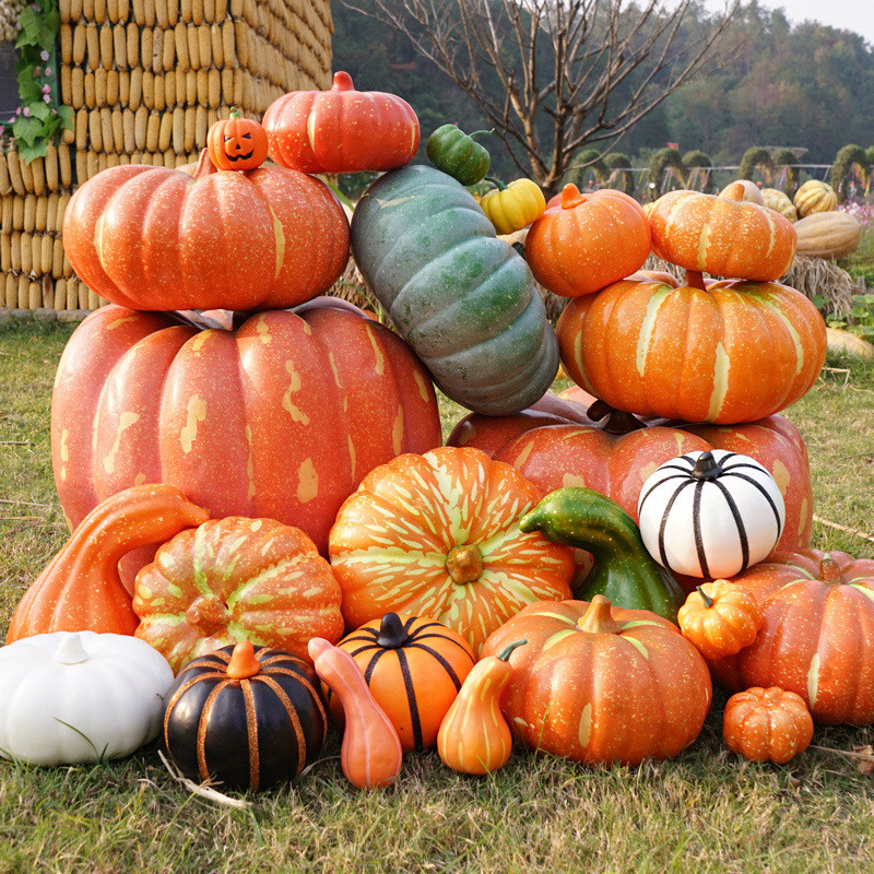 热销万圣节南瓜摆件大型场景布置仿真商场游乐园装饰道具立体南瓜