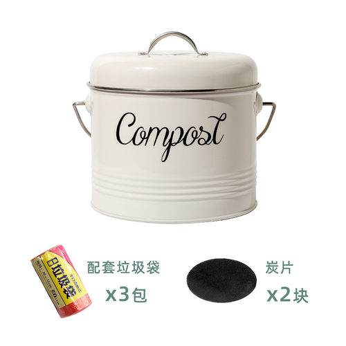 iyr7带桶装防水厨余提手湿垃圾分类垃圾桶台面桌面用带活性炭过滤