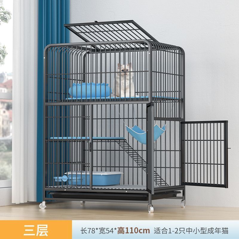 猫笼子家用室内超大自由空间带舍一体双层猫别墅猫窝猫厕所猫咪笼