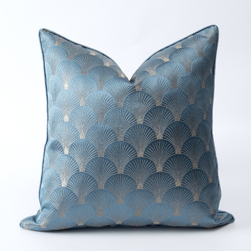 a947新中式抱枕靠垫客厅沙发蓝白靠枕拼接轻奢样板间大靠背办公室