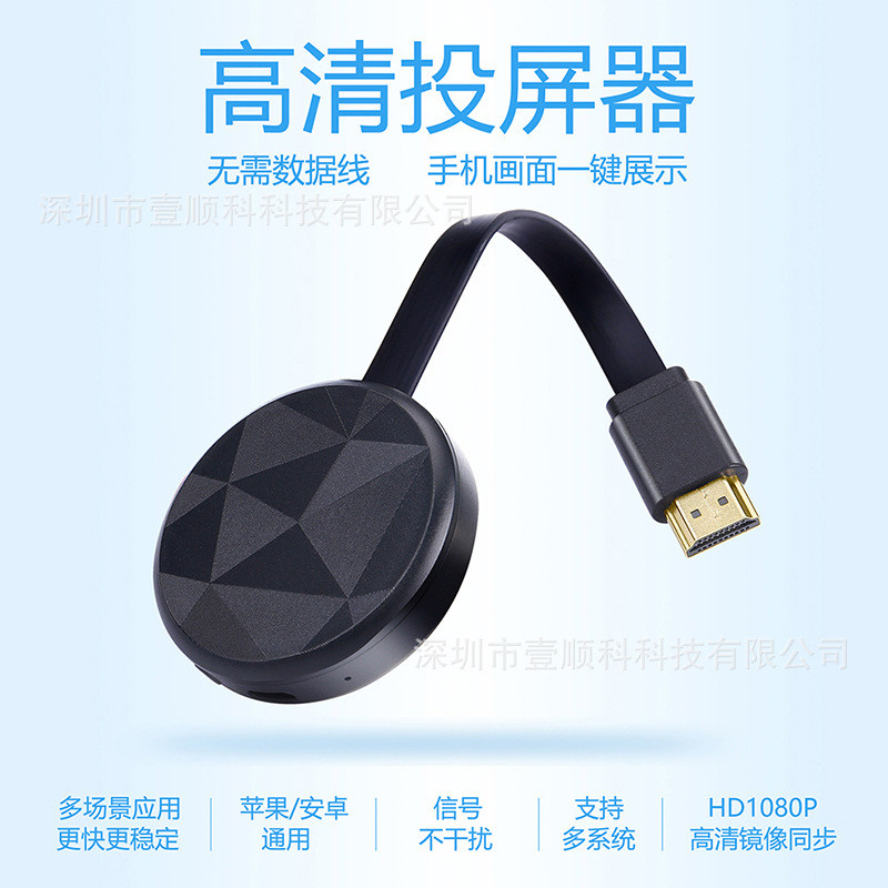 壹顺科私模E19投屏器H.265智能解码双核芯片稳定无延迟无线同屏器