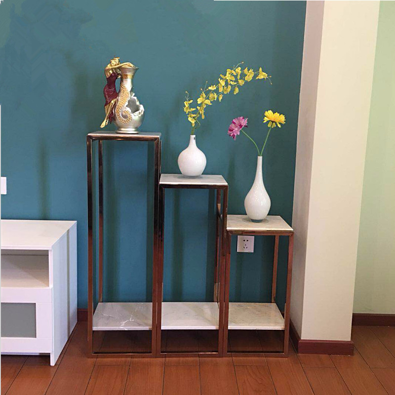 简易落地两层不锈钢花架多层架绿萝放花盆的花架子简约现代