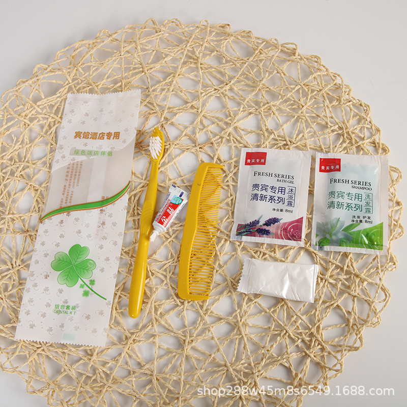 100套/件酒店宾馆一次性件套牙刷洗漱6牙膏牙具6合一厂价批发
