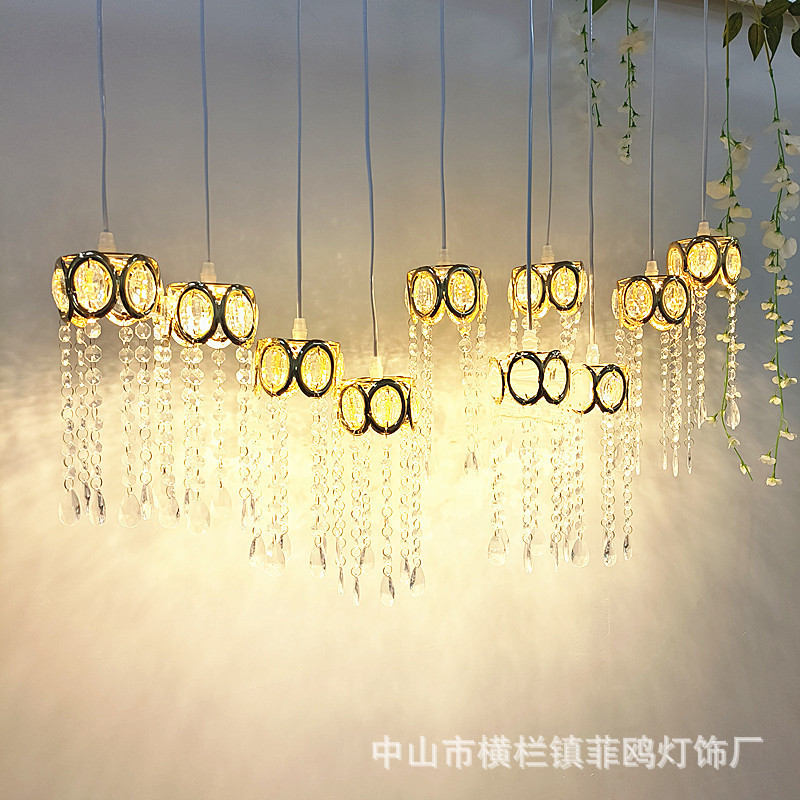 新款婚庆10头牛眼水晶吊灯婚礼吊顶灯布置道具舞台装饰铁艺电镀