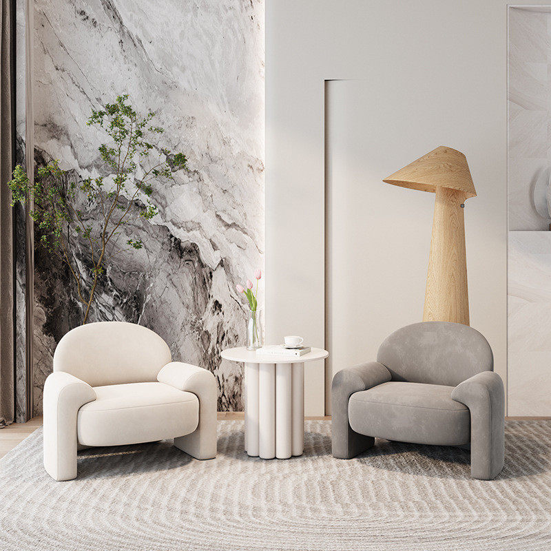 北欧布艺单人现代简约轻奢家用客厅办公服装店卧室休闲懒人沙发椅