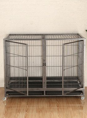 新款烤漆笼子可移动加粗方管母子笼黑色宠物狗笼厂家批发