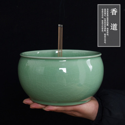 青瓷家用室内供奉钵式炉插香碗特大号烧祭拜具用品烧帛碗