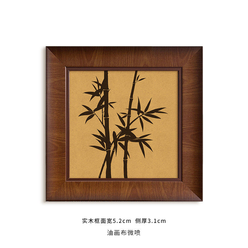 卧室摆台挂画客餐厅玄关柜摆台挂画背景墙中竹子复古古风壁画