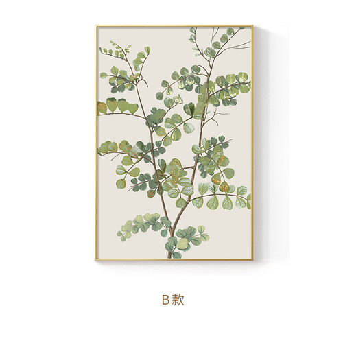 北欧绿植装饰画现代简约客厅落地画大幅壁画风玄关画原木入户挂画