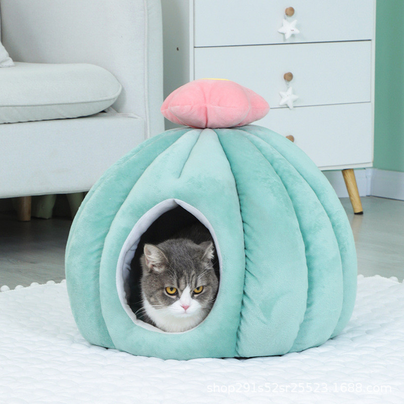 秋冬仙人球宠物窝宠物中小型狗狗窝四季通用半封闭保暖猫窝睡床