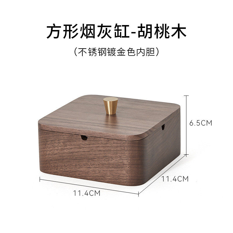 玻璃 欧式时尚竹底座水晶烟灰缸 办公室欧式大号初心烟缸木 酒吧