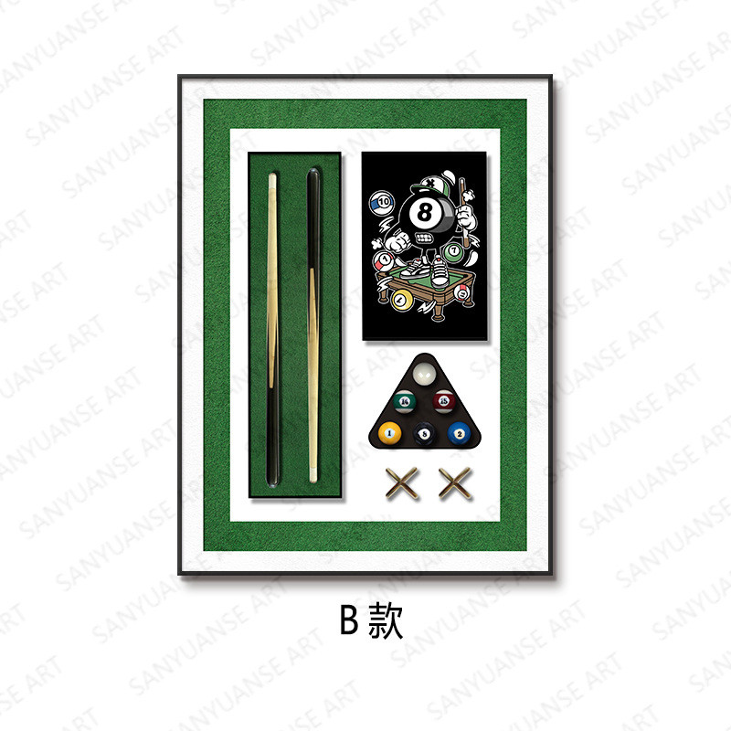 台球厅装饰画立体三维壁画桌球室立体餐厅壁画斯诺克挂画