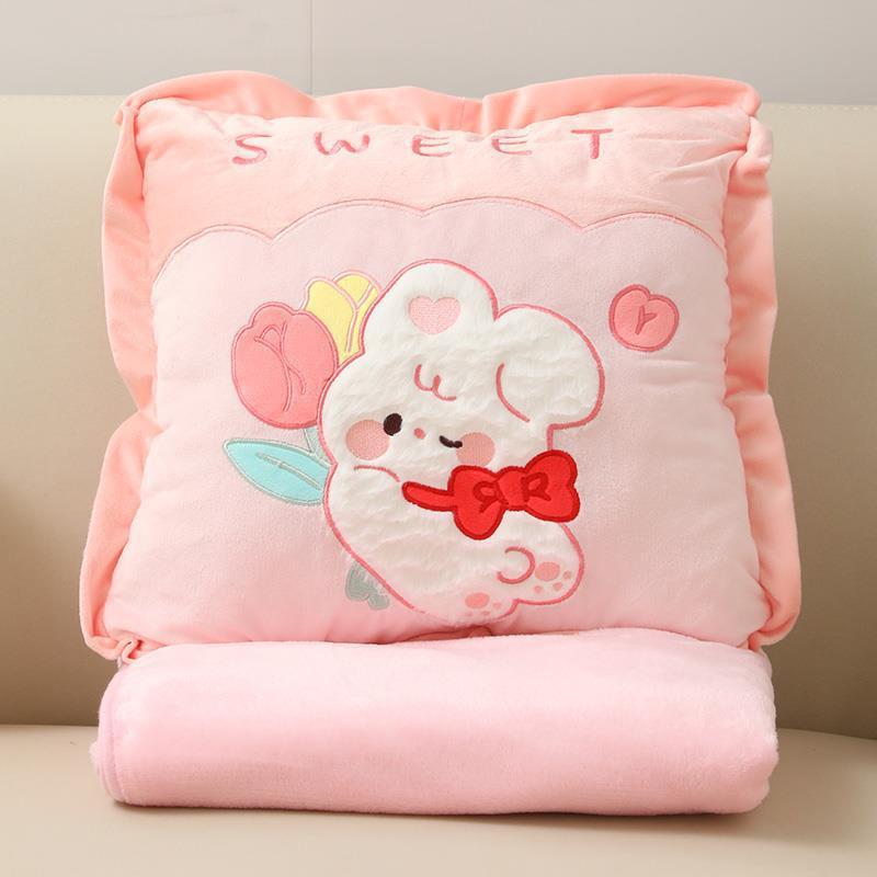 二合一办公室午睡毛毯被子女生两用车毯子抱枕枕头靠枕睡觉用