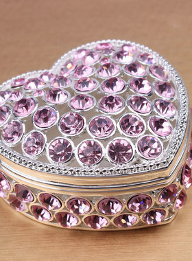 镶钻珐琅彩首饰盒创意小礼品珠宝盒桌面心形摆件家居饰品收纳盒