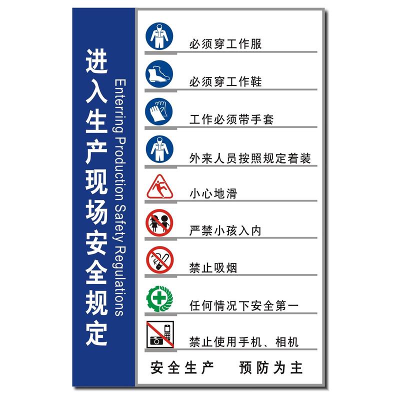 车间提示告知书标识牌进入生产现场安全警示牌标志入厂须知劳保