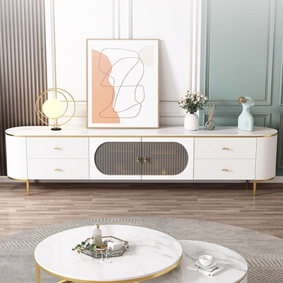 热销小户型轻奢岩板茶几电视柜组合现代简约新款法式复古地柜客厅