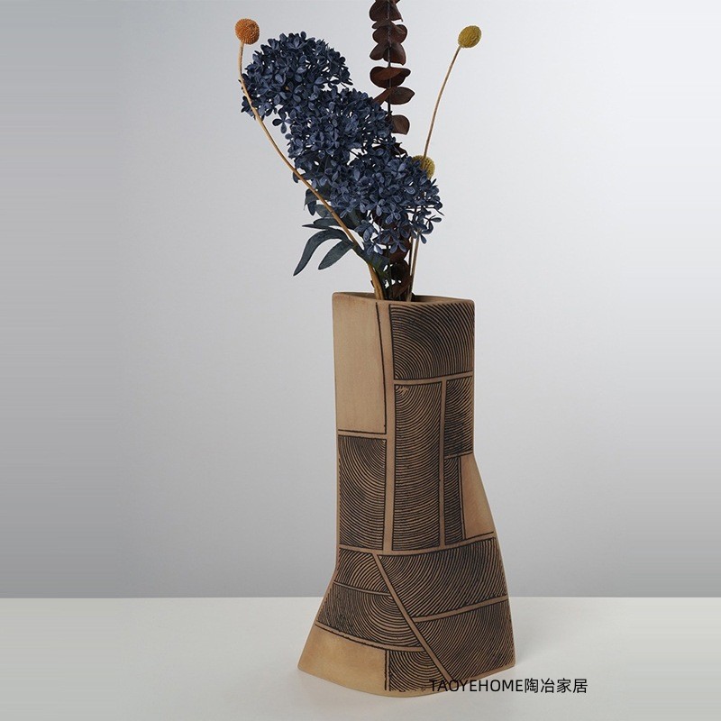 现代简约艺术陶瓷花瓶干湿两用家居样板间售楼处设计师装饰插花器