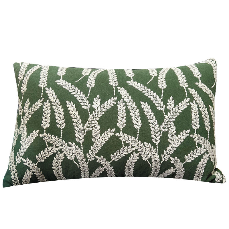 06ym美式刺绣花沙发靠垫套乡村小清新抱枕花卉图案45cm全棉枕套不