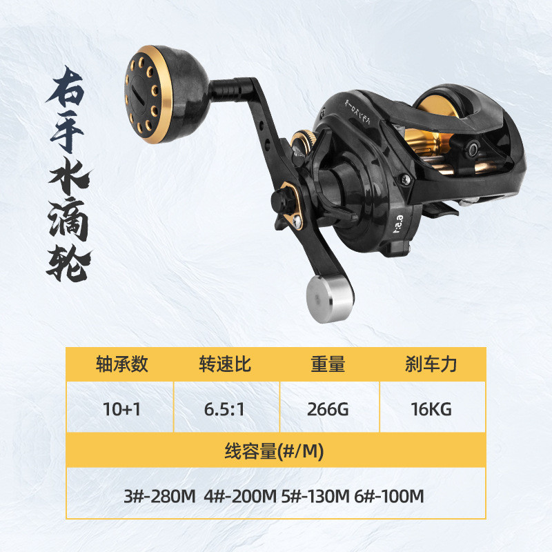 碳纤维水滴轮碳纤维海钓轮远投路亚轮单摇臂慢摇铁板轮轮批发