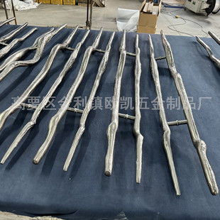不锈钢拉手新中式玻璃门拉手欧凯定制树枝个性玻璃门把手酒店灰色