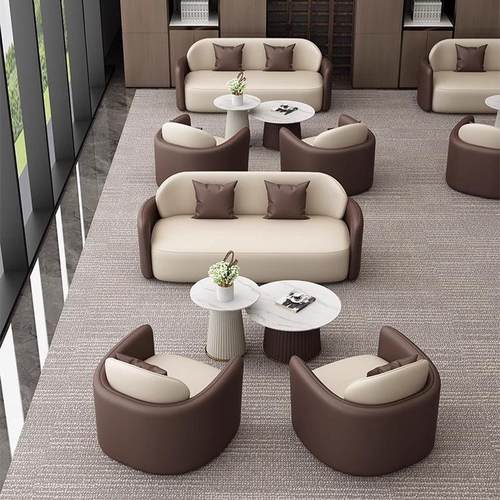 热销轻奢办公室接待洽谈布艺沙发组合简约售楼处大堂酒店休息区沙