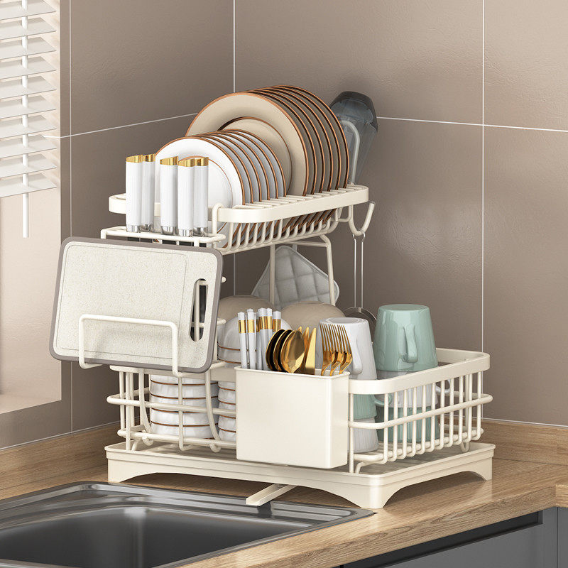 厨房置物架餐具收纳沥水碗架沥水架日式铁艺双层碗碟架金属收纳架,厨房/烹饪用具,碗架,淘宝优惠券,粉丝福利购,淘宝优惠卷