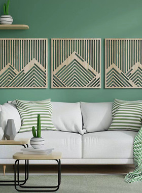 ins木质山峰墙装饰墙艺术几何墙装饰玄关装饰波西米亚
