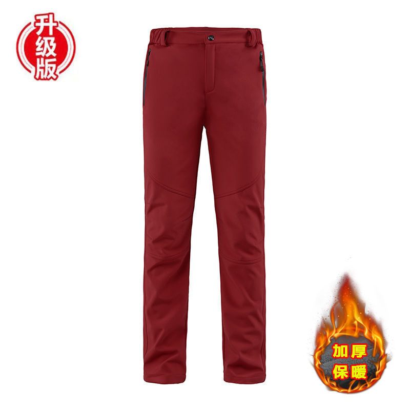 男款户外冬季软壳裤防风防水抓绒冲锋裤女批发加厚保暖登山裤加绒
