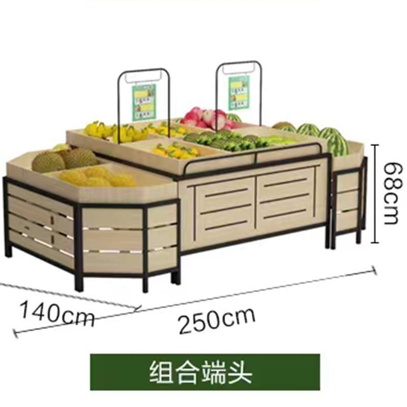 超市蔬菜架子多层水果便利店店货架多功能双层果蔬展示架商用钢木