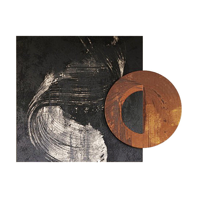 现代卧室床头圆艺术双拼装饰画手工装置方实物画简约玄关客厅挂画