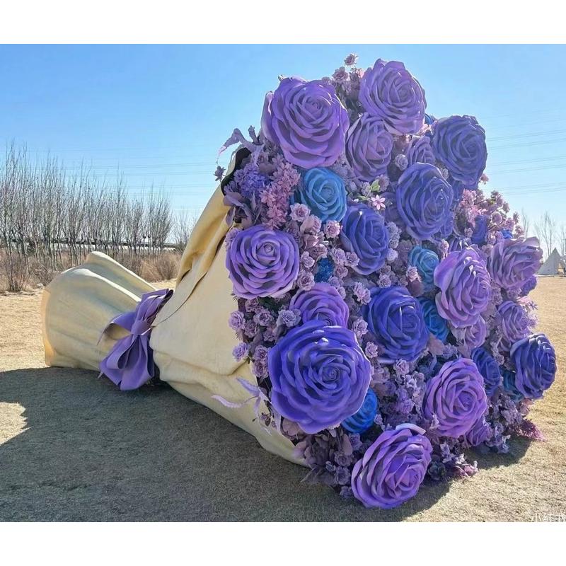 巨型花束美陈仿真大玫瑰装饰景区打卡拍照网红活动造纸艺花朵道具