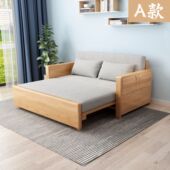 成床沙发 现代简约客厅实木沙发床双人位软包沙发推拉式 沙发床