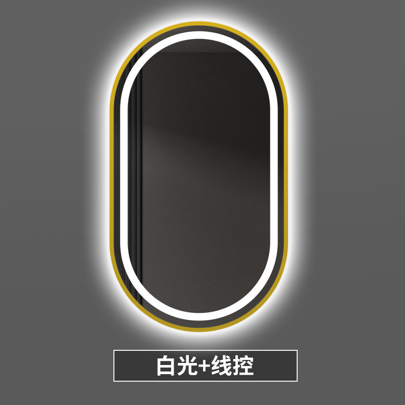 轻奢风浴室智能镜壁挂led灯卫生间梳妆镜触摸屏子铝合金框椭圆形