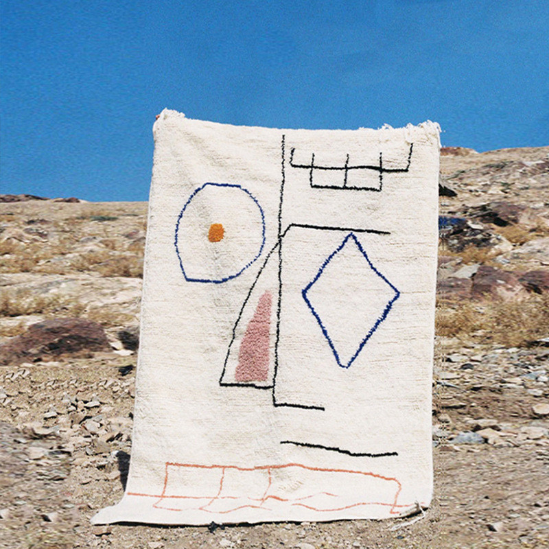 迪森几何线条民族风卧室客厅茶几床边地垫民宿地毯可打理好机洗