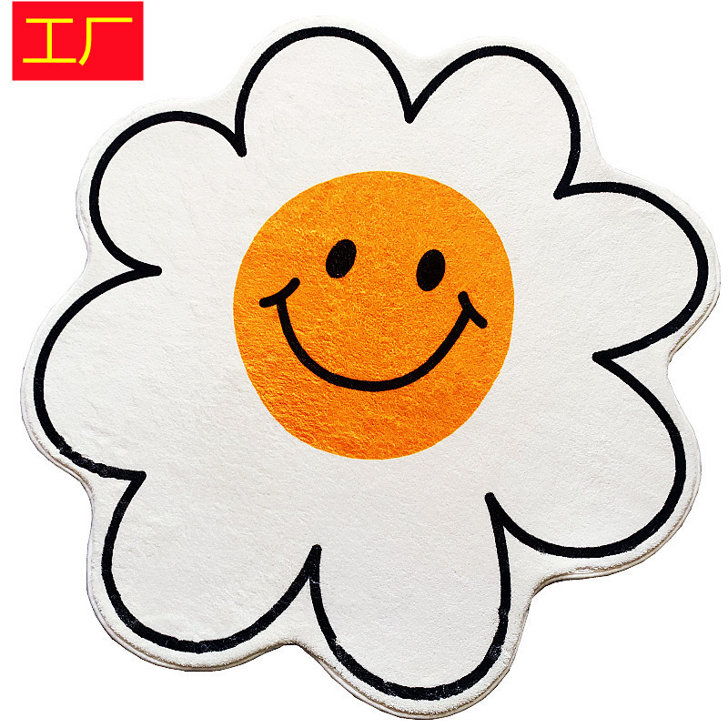 浴室门口垫子 可水洗客厅阳台花型卡通图案吸水防滑仿羊绒地毯