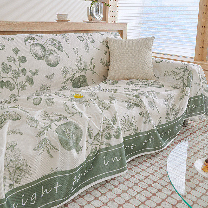 欧式田园风全包沙发布盖感高级感夏季沙发巾冰丝凉巾防滑坐垫套罩