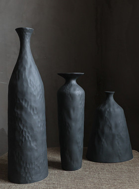 北欧样板房素胚陶瓷花瓶几何不规则纹理创意莫兰迪艺术工艺品摆件