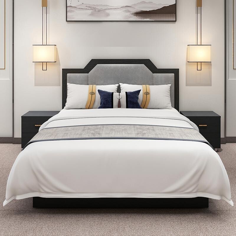 热销轻奢宾馆床全套标间快捷大床民宿客房公寓源头床家具酒店工厂