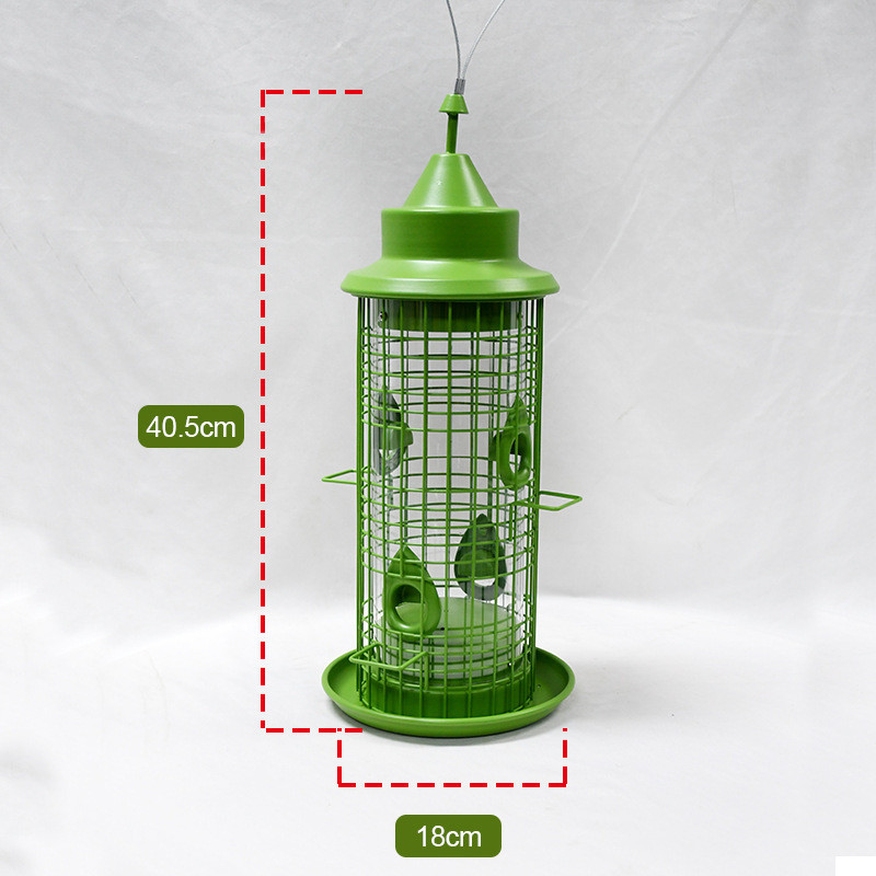 工厂直供喂鸟器户外悬挂鸟类喂食器新款升级版防松鼠金属喂器鸟