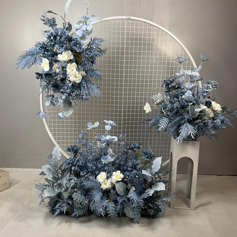 婚庆仿真花排路引地排花背景礼堂舞台婚装饰铁艺架子挂花橱窗花艺