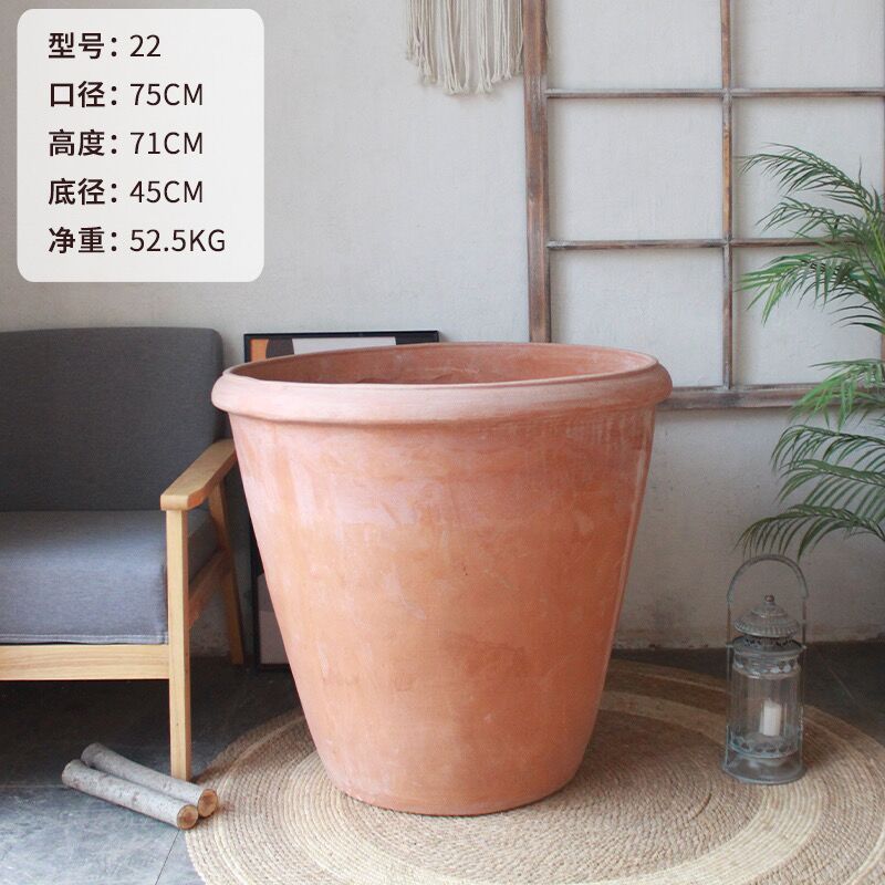 供应出口现货大口盆大码栽树盆复古庭院红陶盆粗陶美式乡村盆景观