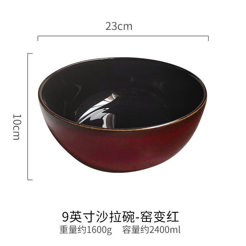 t^桔梗家用碗日式大碗沙拉碗创意大号面碗陶瓷汤碗汤盆复古餐具家