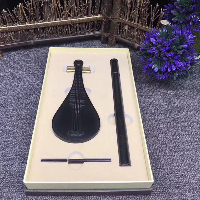 紫光檀木卧琵琶质香炉禅意点香器沉香线香插家用室内檀线香炉