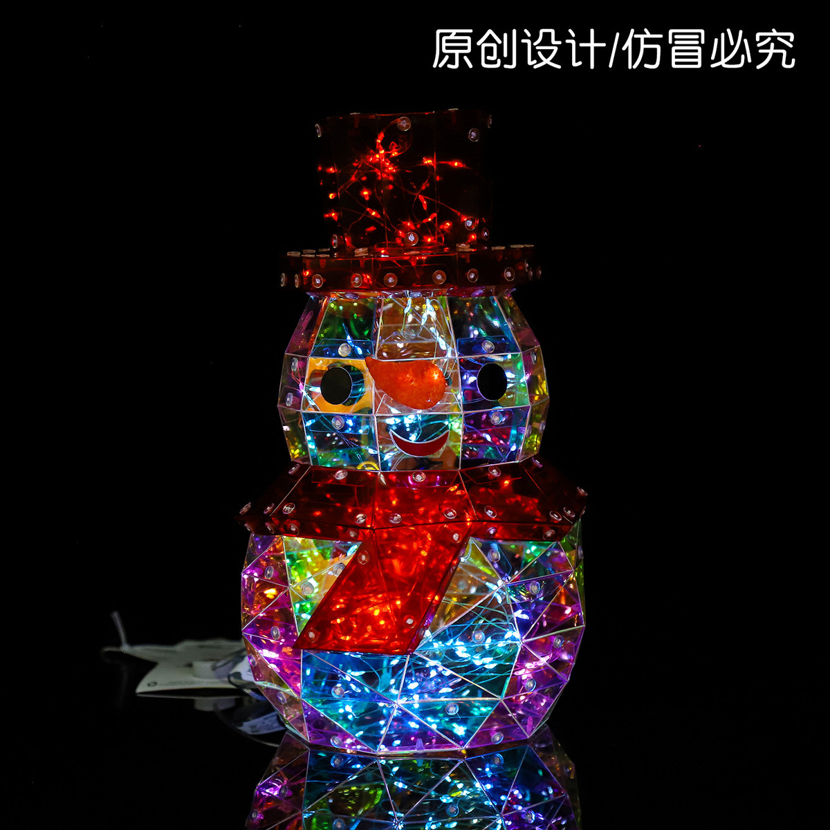 圣诞节场景布置装饰雪人炫彩32cm发光商场橱窗户外布置道具摆件