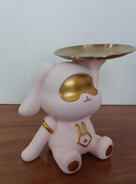 新品托盘玄关钥匙收纳现代简约兔摆件可爱轻奢风家居装饰礼品