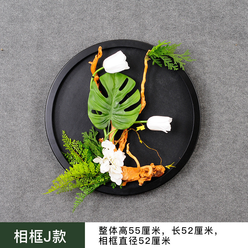 客厅卧室墙面圆形壁饰装饰墙壁挂件绿植物多肉花艺立体草假花