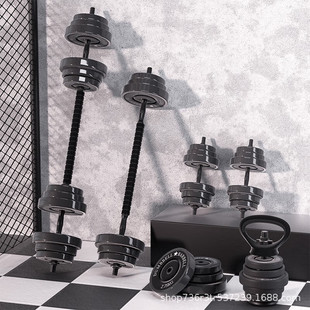 家用实芯哑铃男士女士健身新款商用多功能可调节重量杠铃壶铃批发